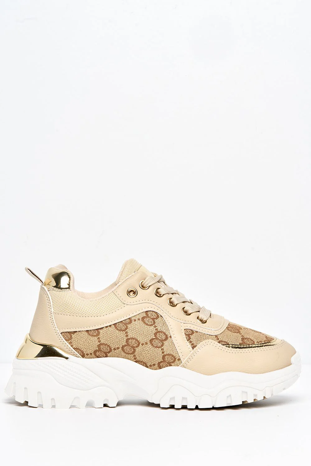Elle Chunky Sole Logo Trainer in Nude / White Sole - Image 4
