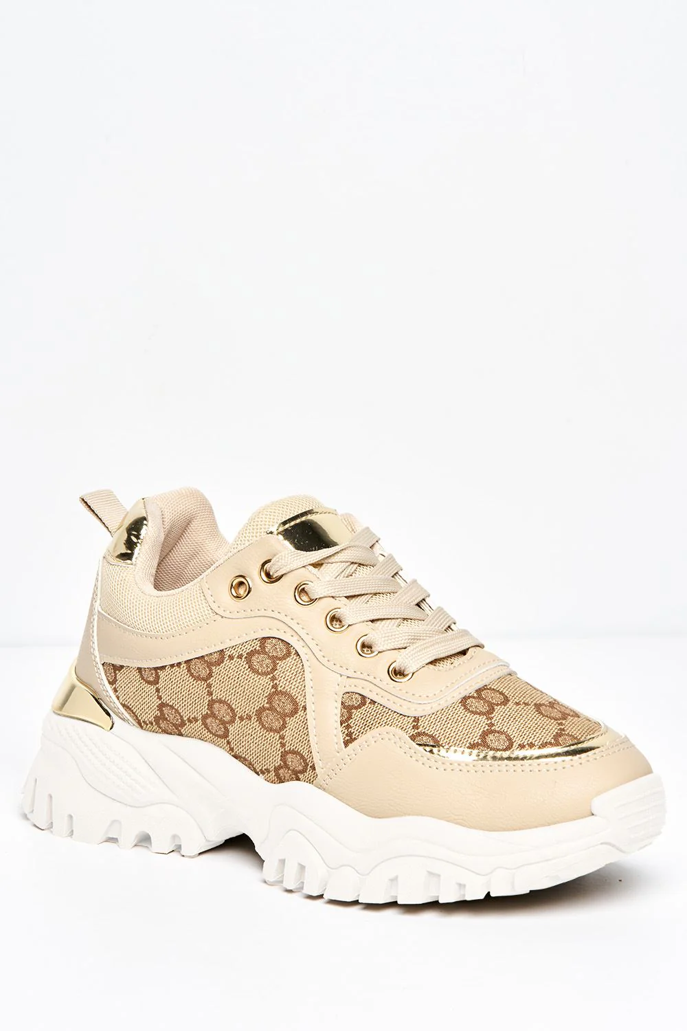 Elle Chunky Sole Logo Trainer in Nude / White Sole - Image 5