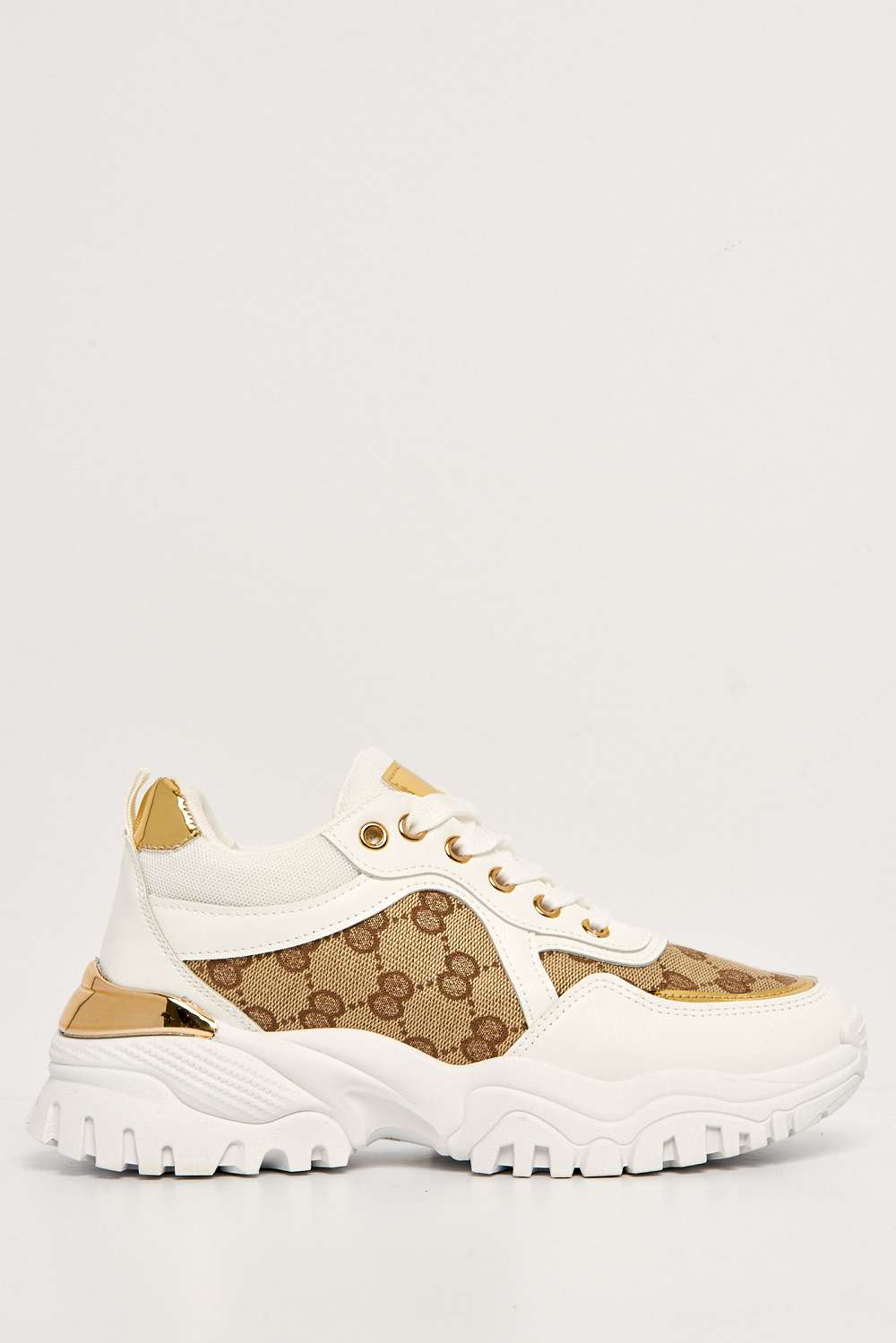 Elle Chunky Sole Logo Trainer in White - Image 4