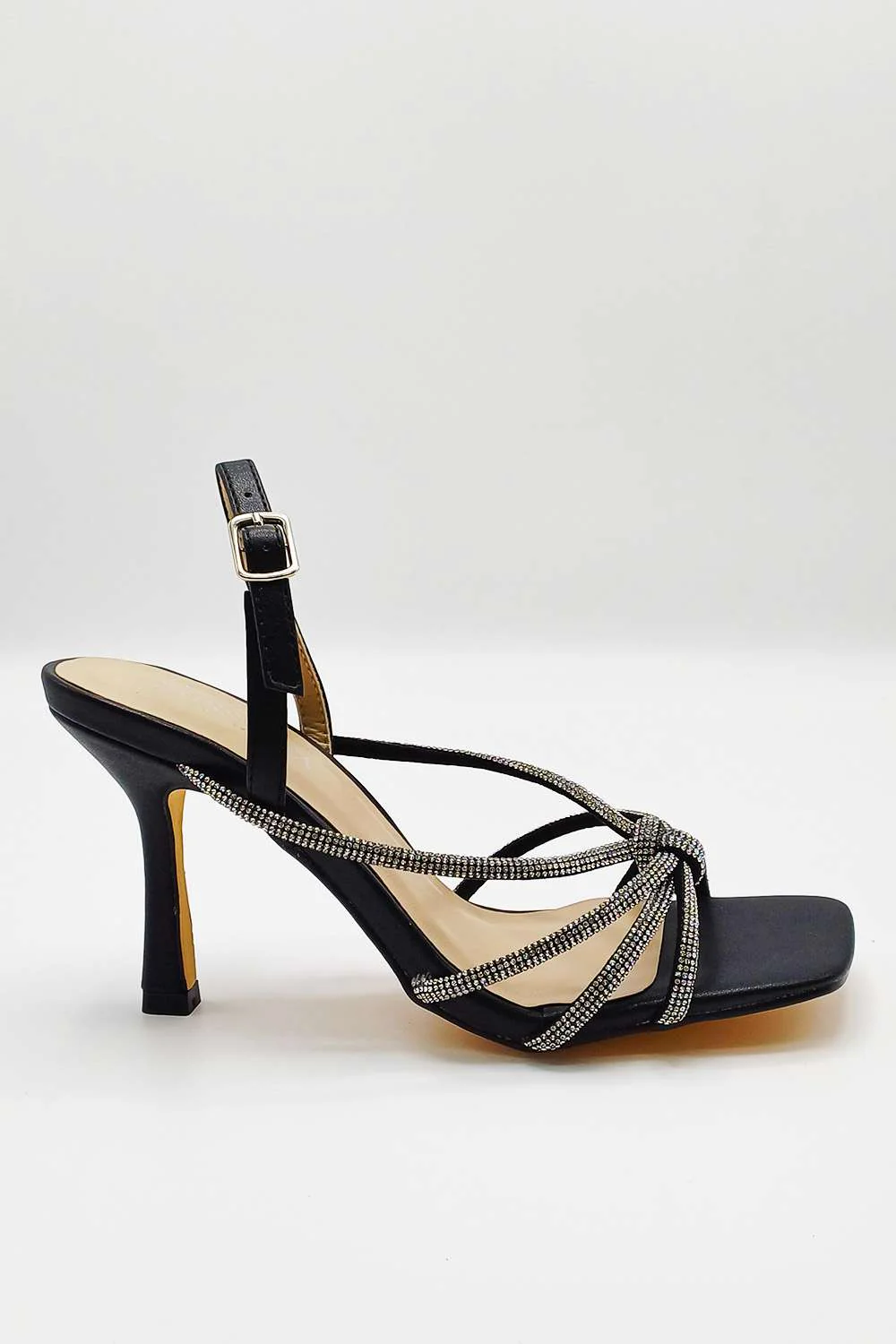 Elliana Diamante Embellished Heeled Sandals in Black - Image 4