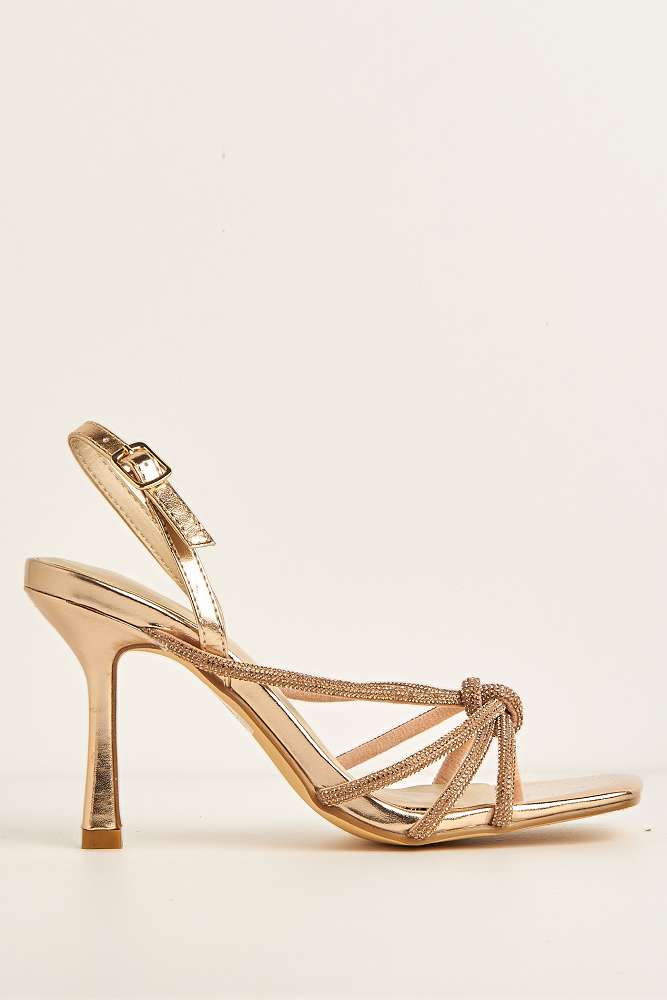 Elliana Diamante Embellished Heeled Sandals in Champagne - Image 4
