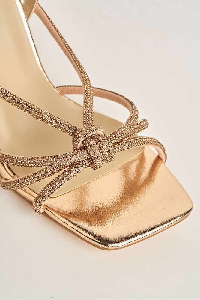 Elliana Diamante Embellished Heeled Sandals in Champagne - Image 5