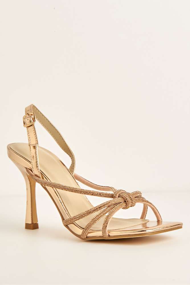 Elliana Diamante Embellished Heeled Sandals in Champagne - Image 6