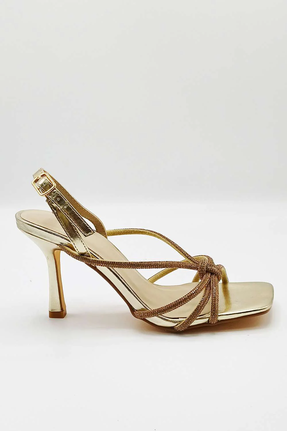 Elliana Diamante Embellished Heeled Sandals in Gold - Image 4