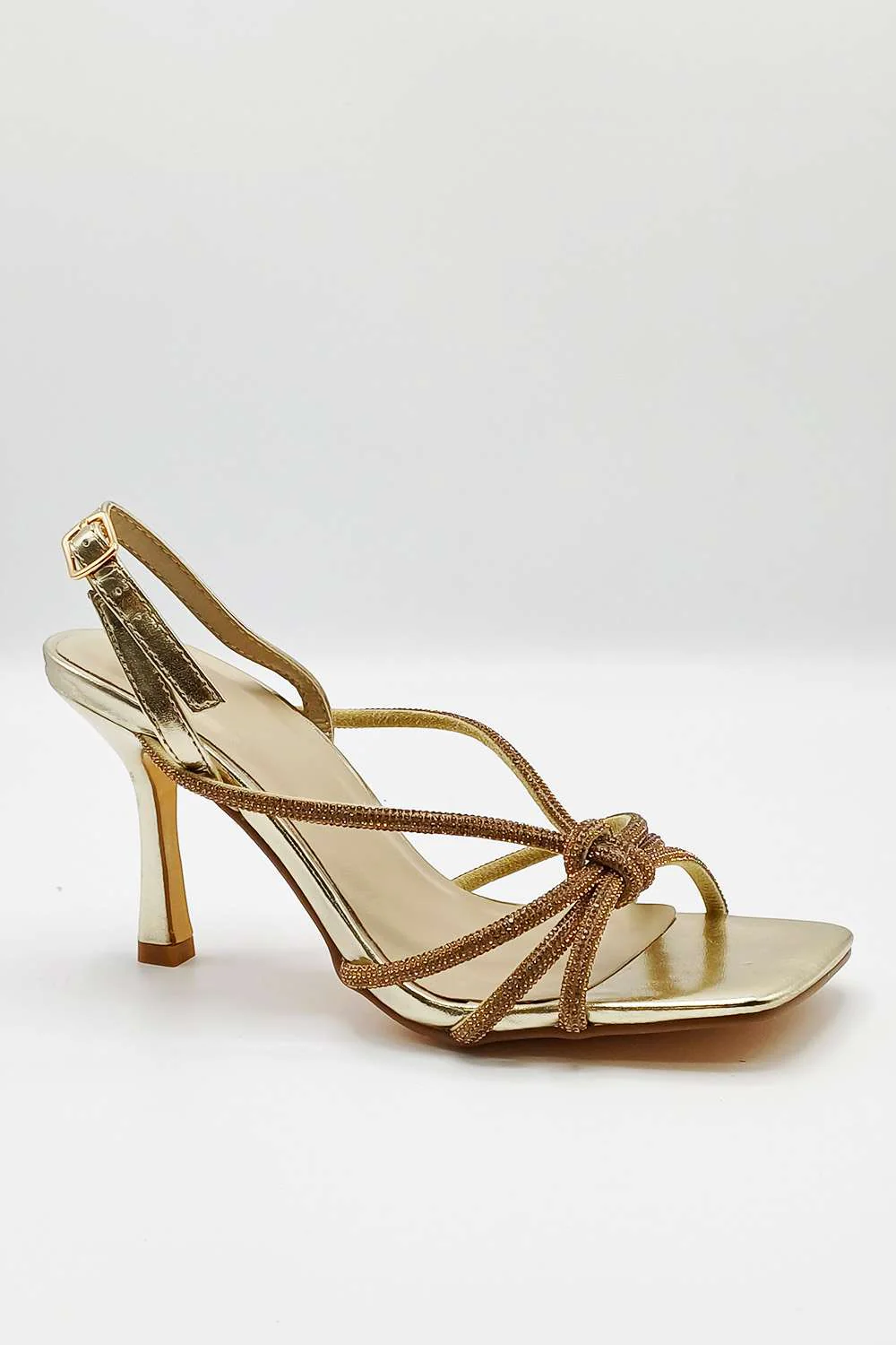 Elliana Diamante Embellished Heeled Sandals in Gold - Image 6