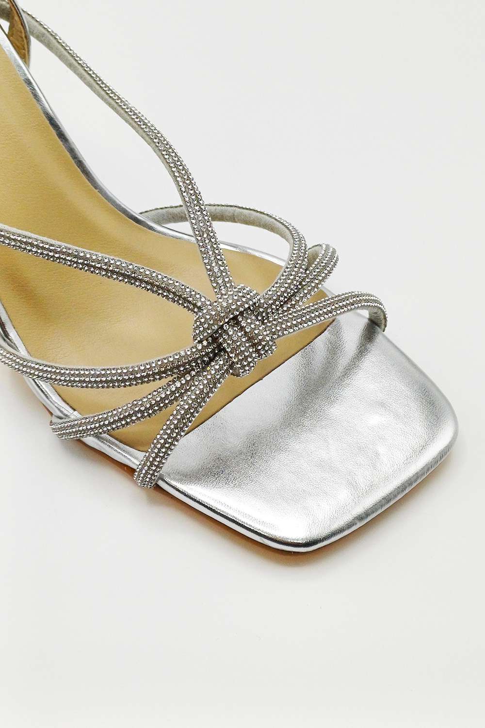 Elliana Diamante Embellished Heeled Sandals in Silver - Image 7
