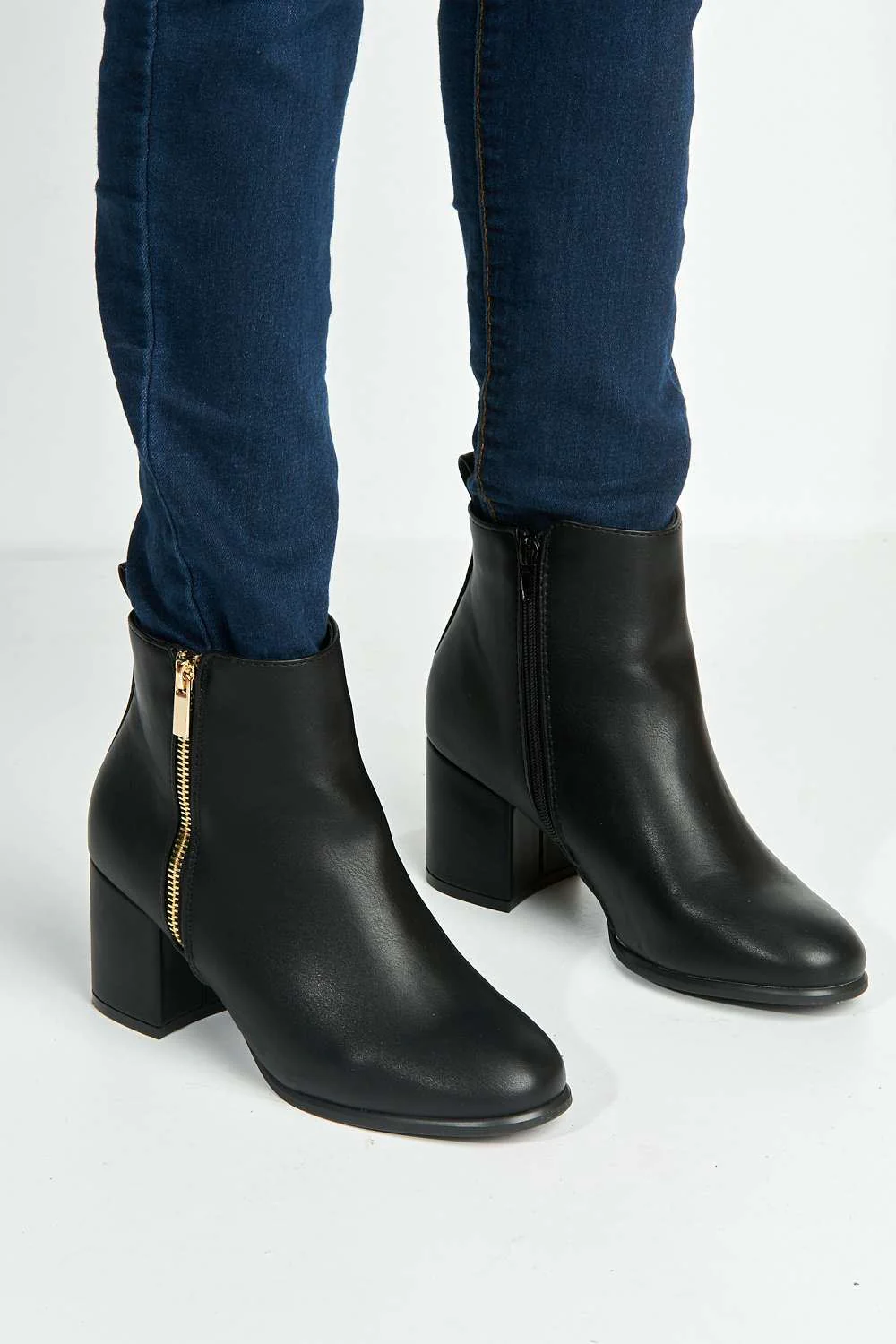 Elsa Zip Wide Fit Ankle Boots in Black Matt - Image 2