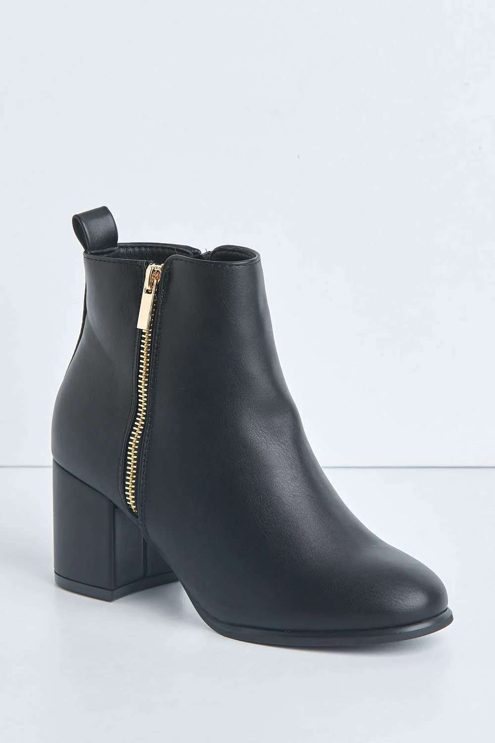 Elsa Zip Wide Fit Ankle Boots in Black Matt - Image 4