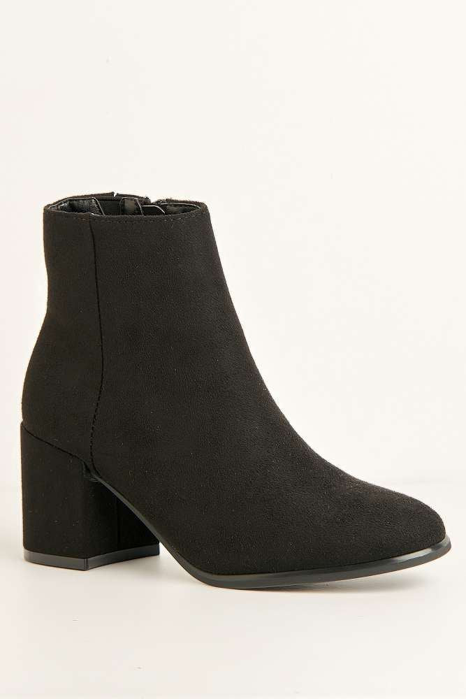 Elsha Block Heel Ankle Chelsea Boots in Black Suede - Image 4