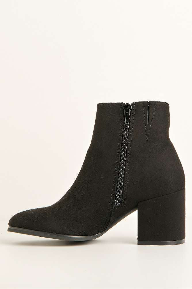Elsha Block Heel Ankle Chelsea Boots in Black Suede - Image 5