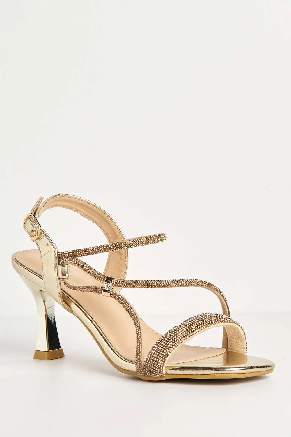 Emmy Diamante Embellished Slingback Heeled Sandals in Gold - Image 4