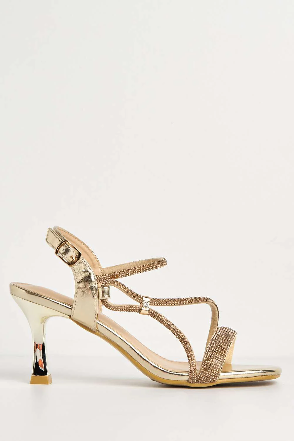 Emmy Diamante Embellished Slingback Heeled Sandals in Gold - Image 5