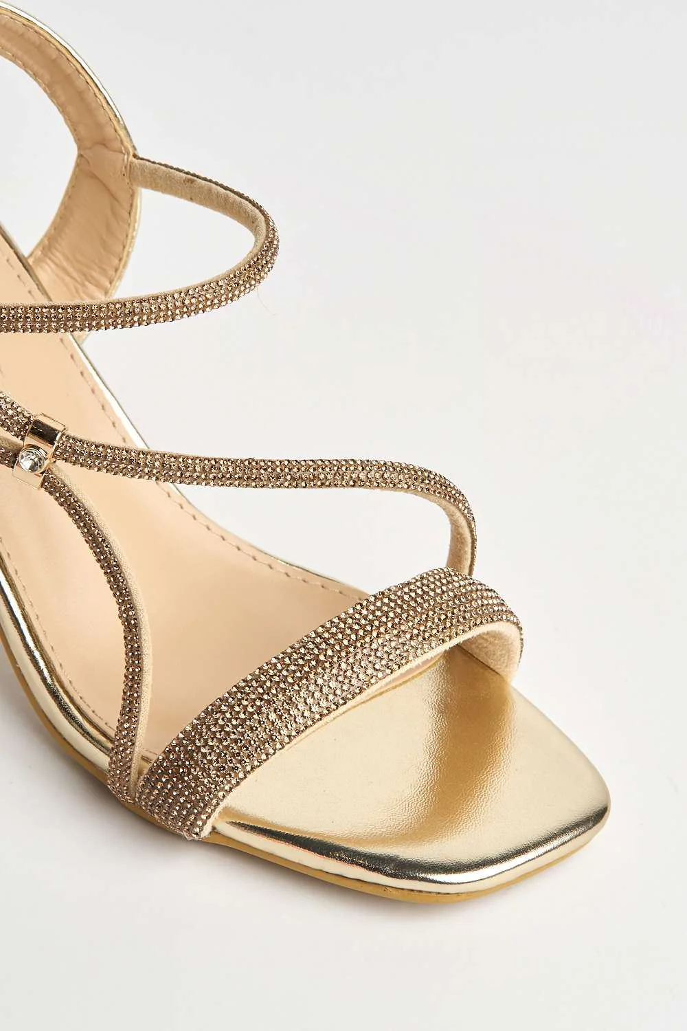Emmy Diamante Embellished Slingback Heeled Sandals in Gold - Image 6