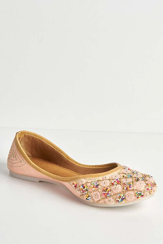 Emmy Multicolour Bead Slip On Pumps in Pink - Image 4