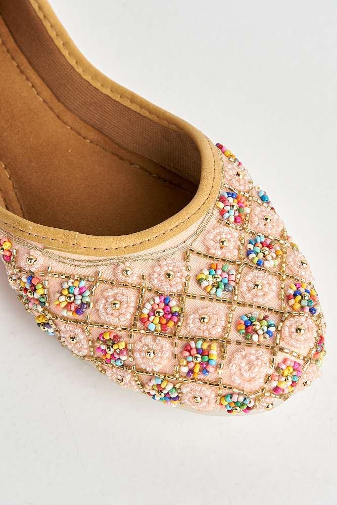 Emmy Multicolour Bead Slip On Pumps in Pink - Image 5