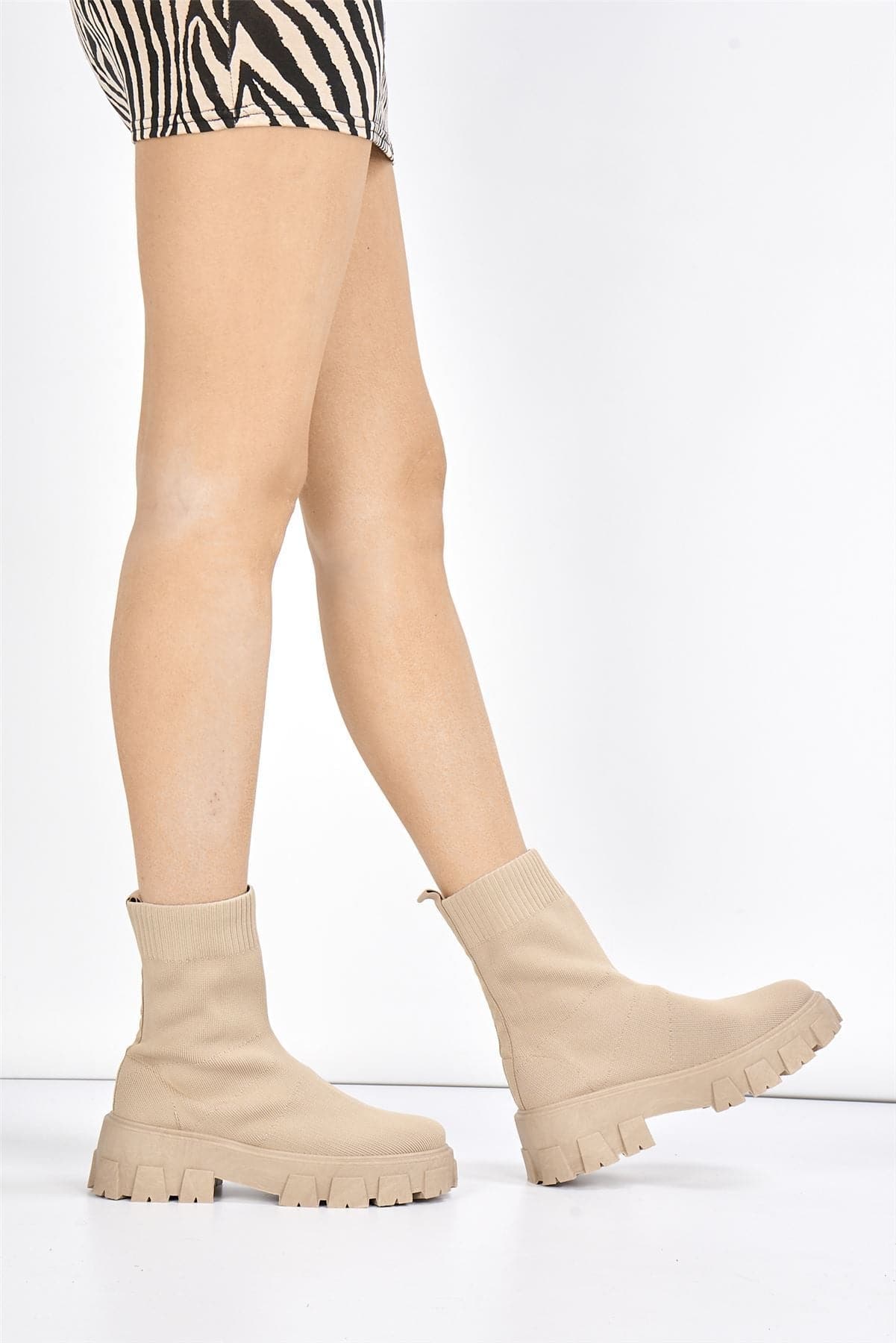 Enid Chunky Sock Boot in Mocha - Image 3