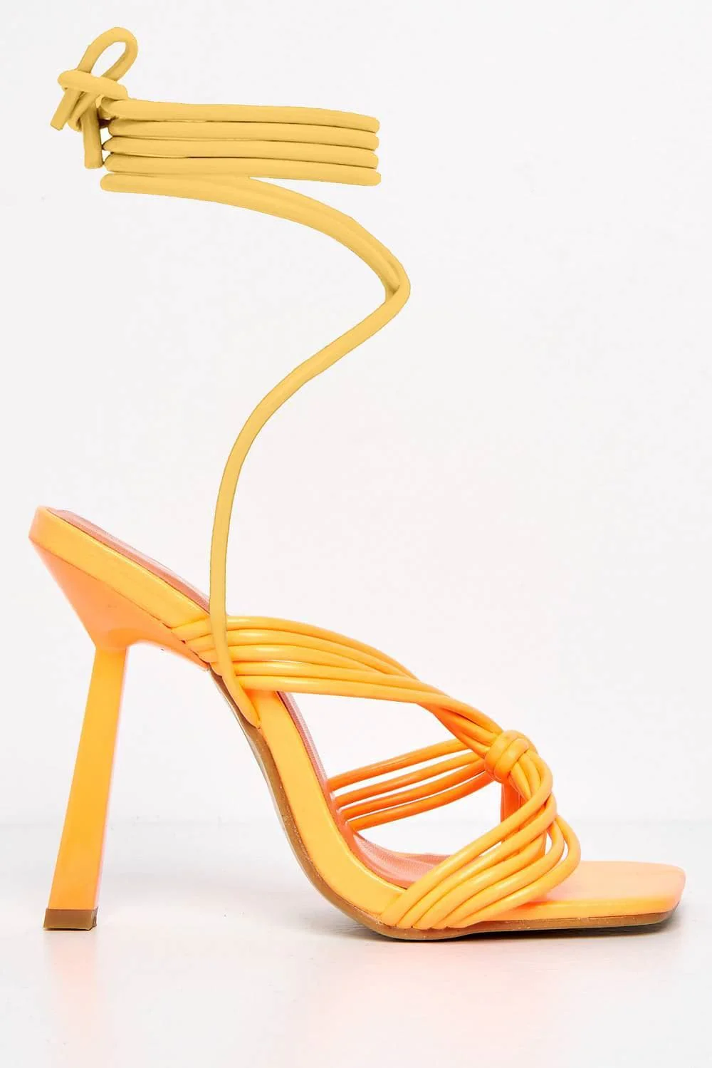 Evora Toe Ring Lace-up Strappy Sandal in Orange - Image 4