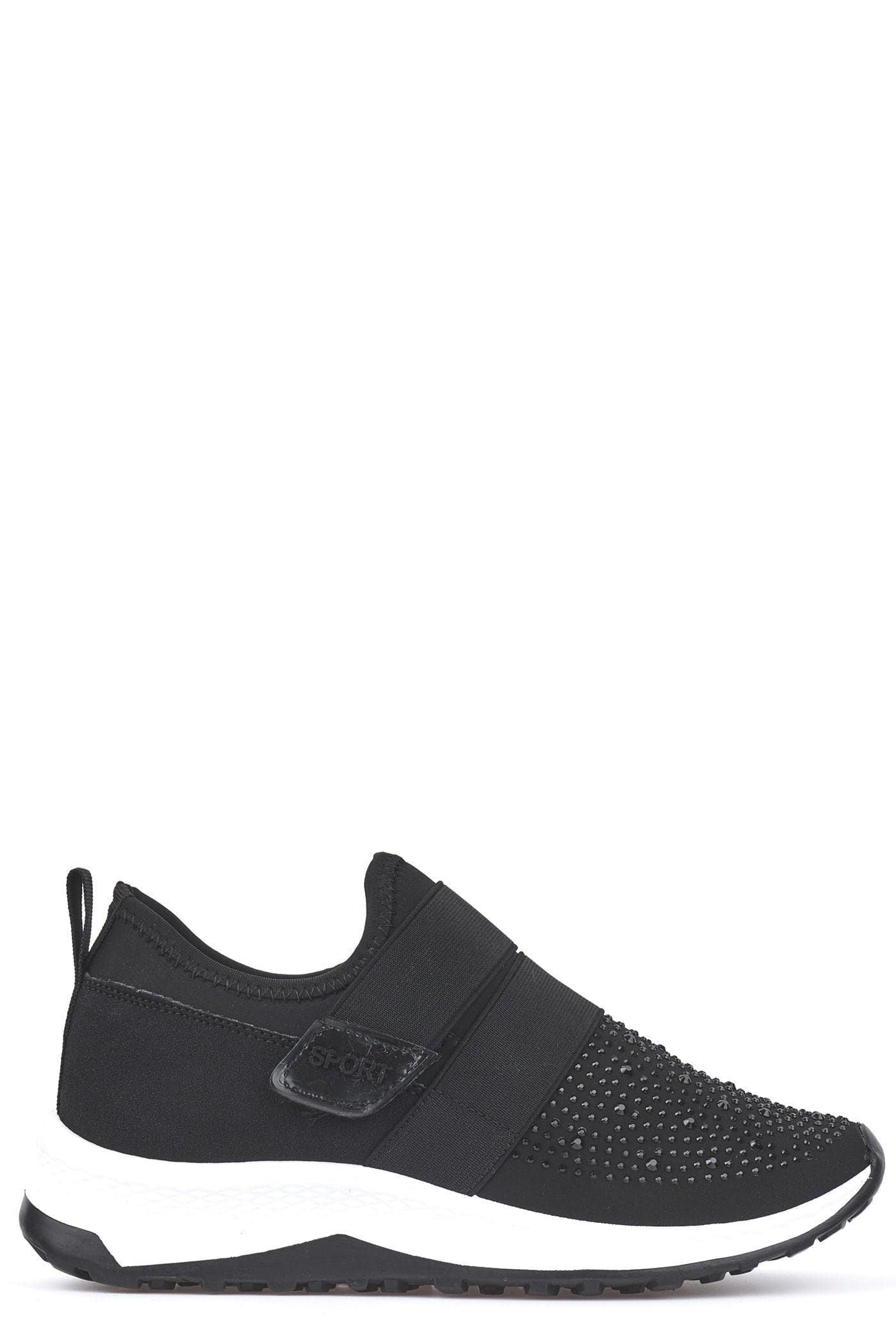 Excitable Velcro Strap & Diamante Trainer in Black - Image 4