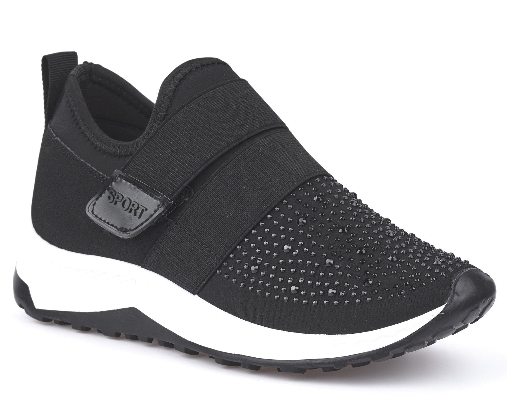 Excitable Velcro Strap & Diamante Trainer in Black - Image 5