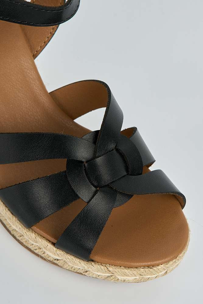 Faye Anklestrap Open Toe Wedge Sandals in Black - Image 5