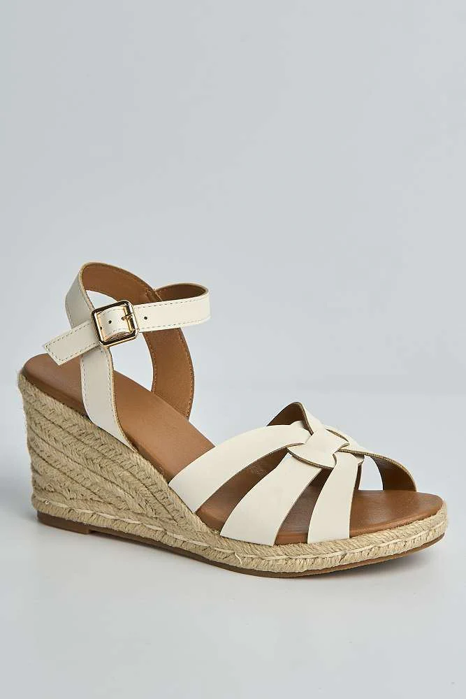 Faye Anklestrap Open Toe Wedge Sandals in White - Image 4