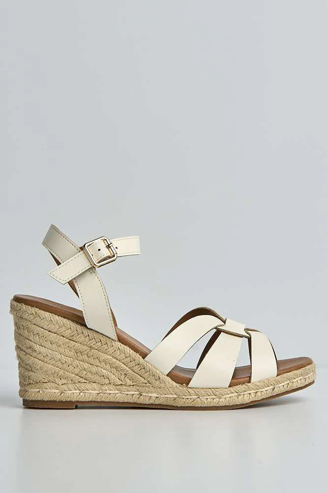 Faye Anklestrap Open Toe Wedge Sandals in White - Image 6
