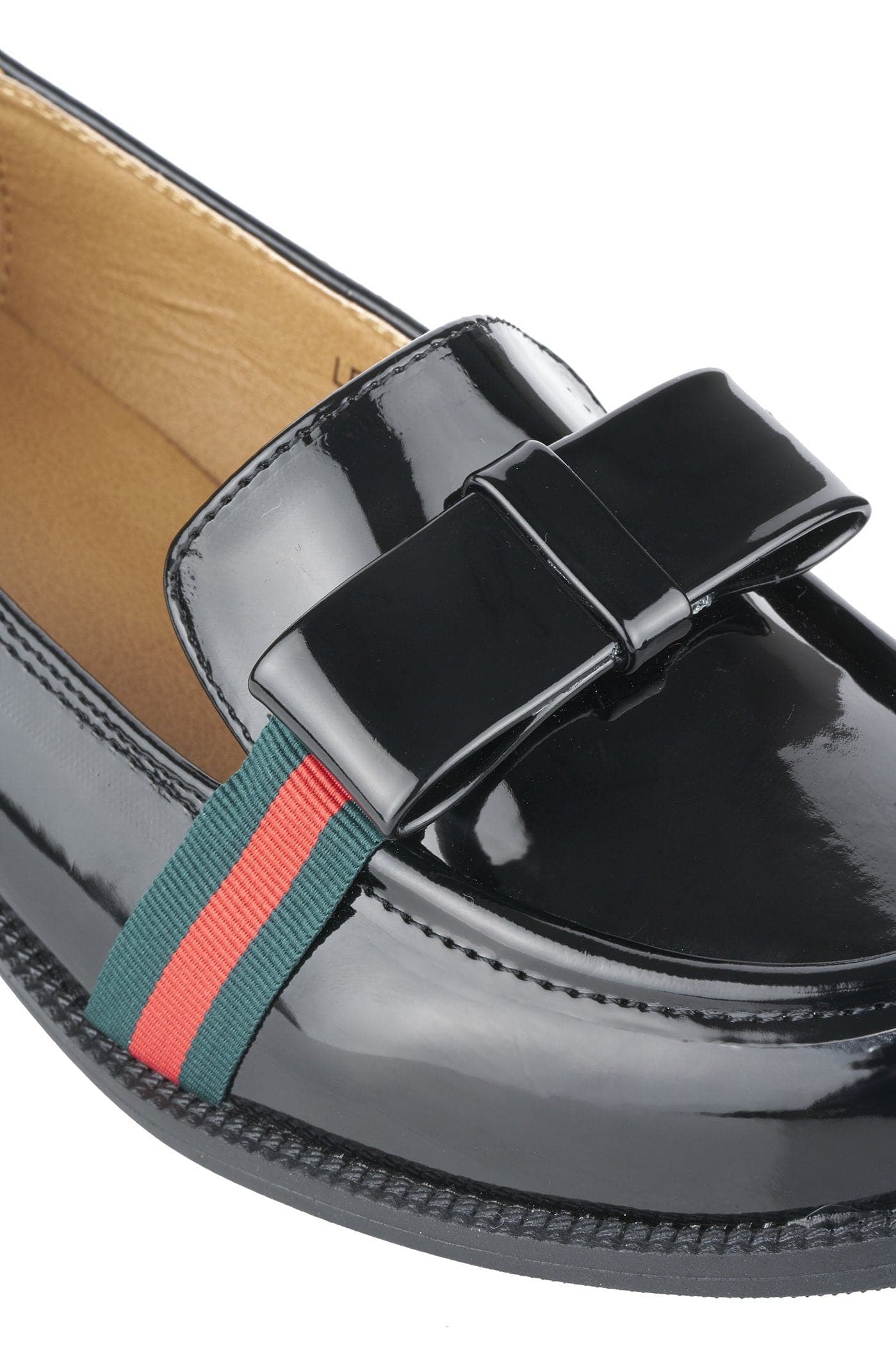 Federal 3 Stripe Bow Trim Loafer in Black Patent - Image 5