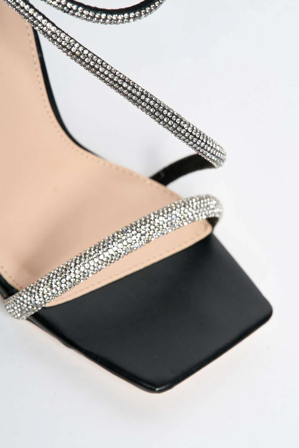 Fenya Wide Fit Diamante Embellished Heeled Sandals in Black - Image 6