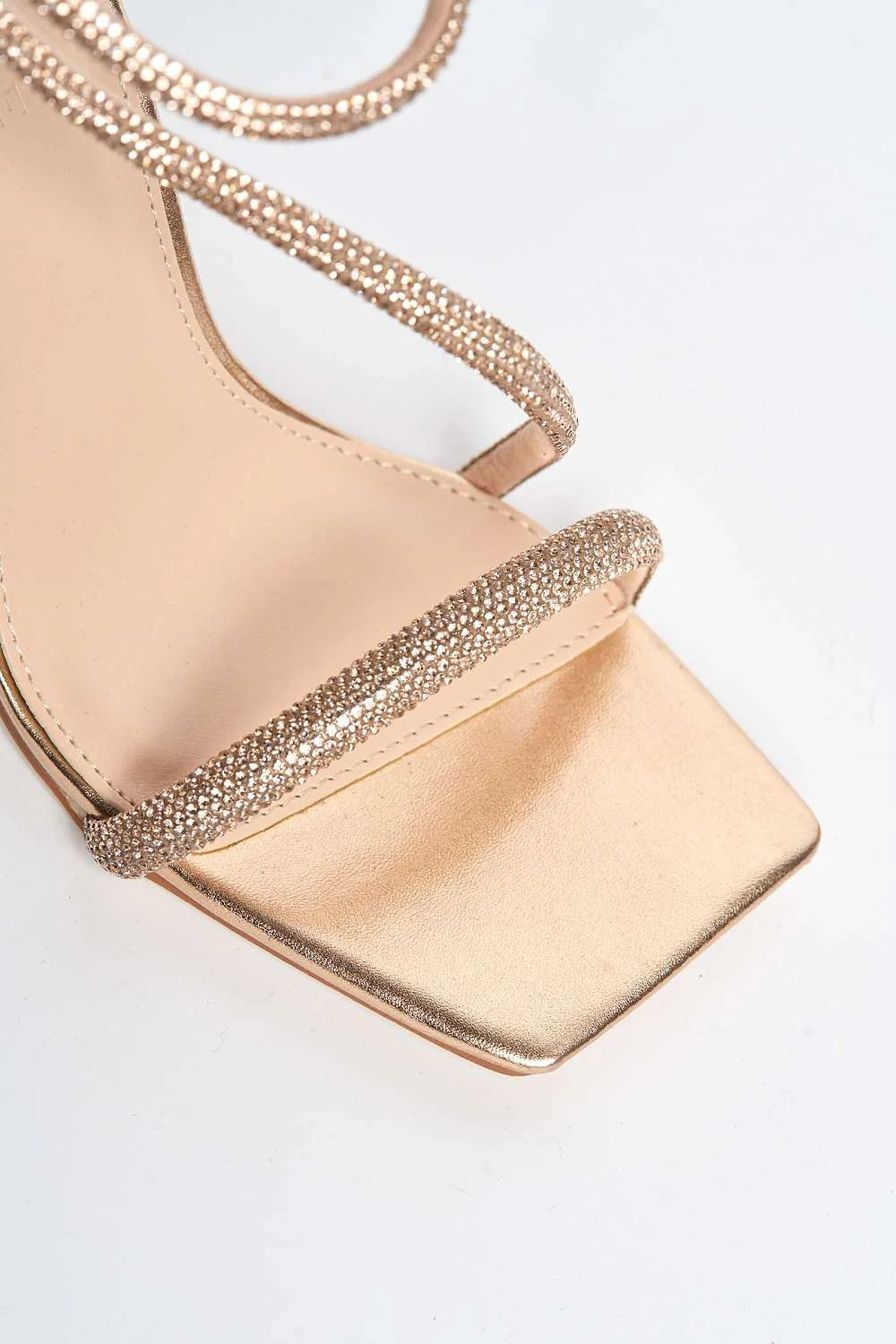 Fenya Wide Fit Diamante Embellished Heeled Sandals in Champagne - Image 6
