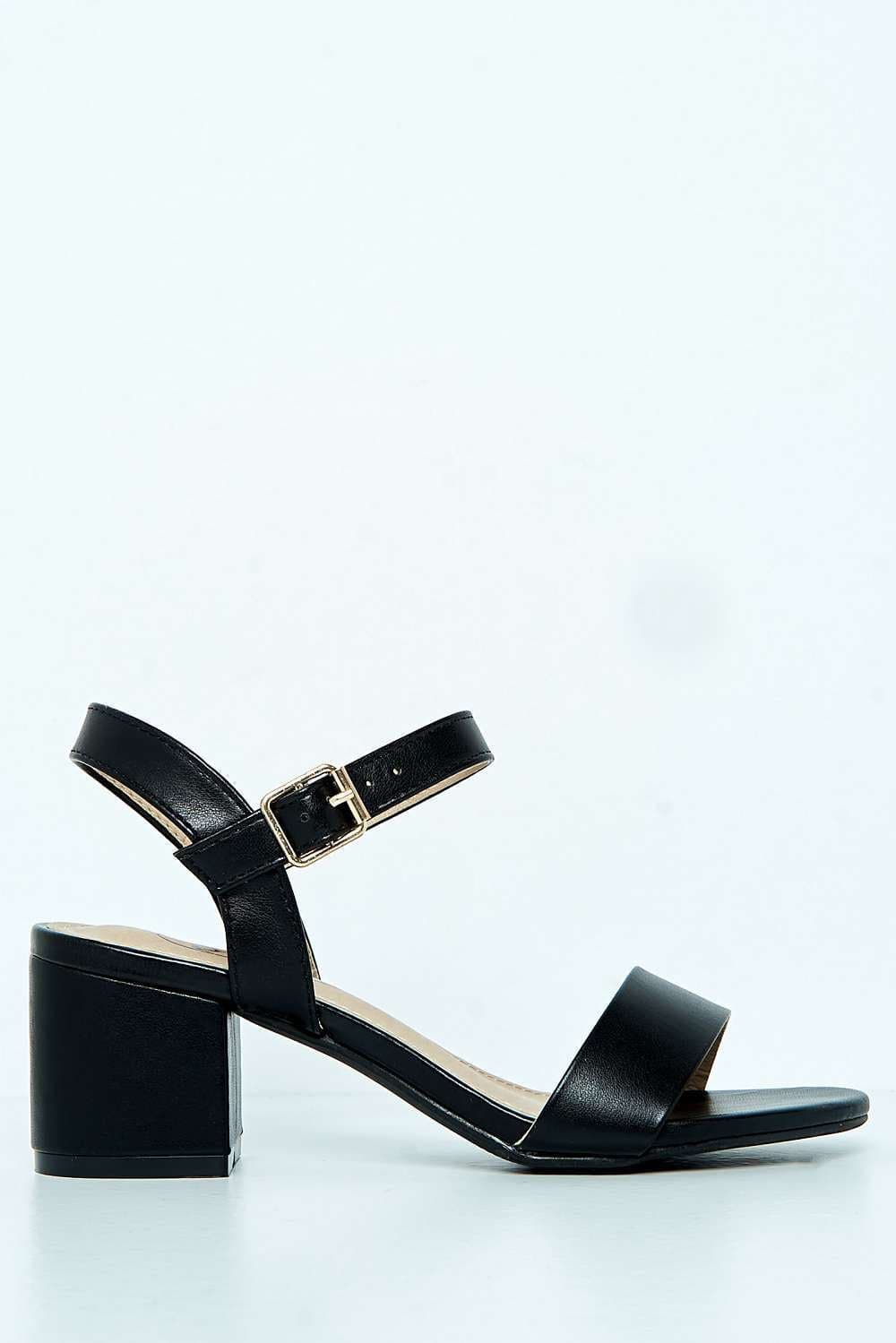 Flori Thick Anklestrap & Band Heeled Sandal in Black Matt - Image 4