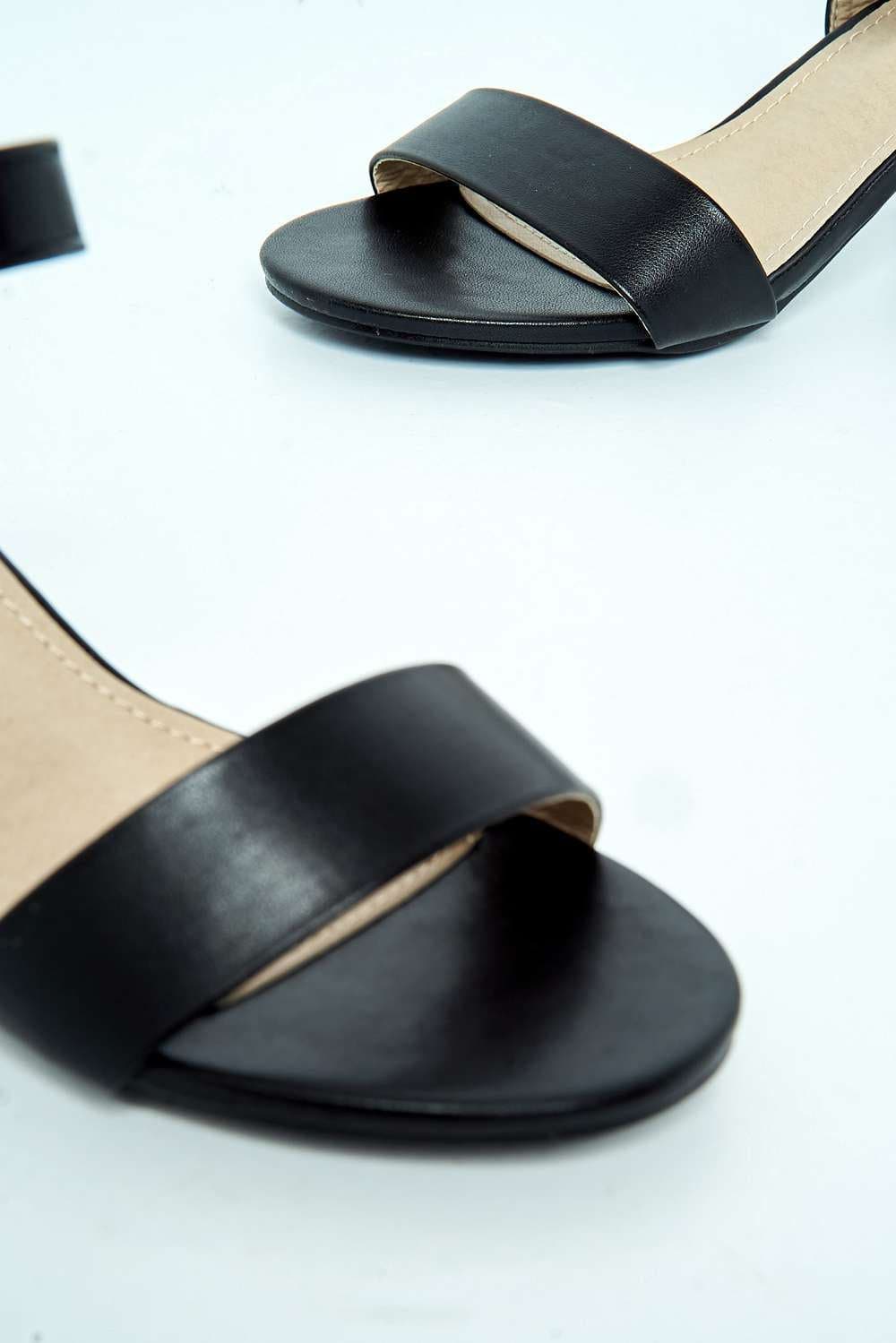 Flori Thick Anklestrap & Band Heeled Sandal in Black Matt - Image 5