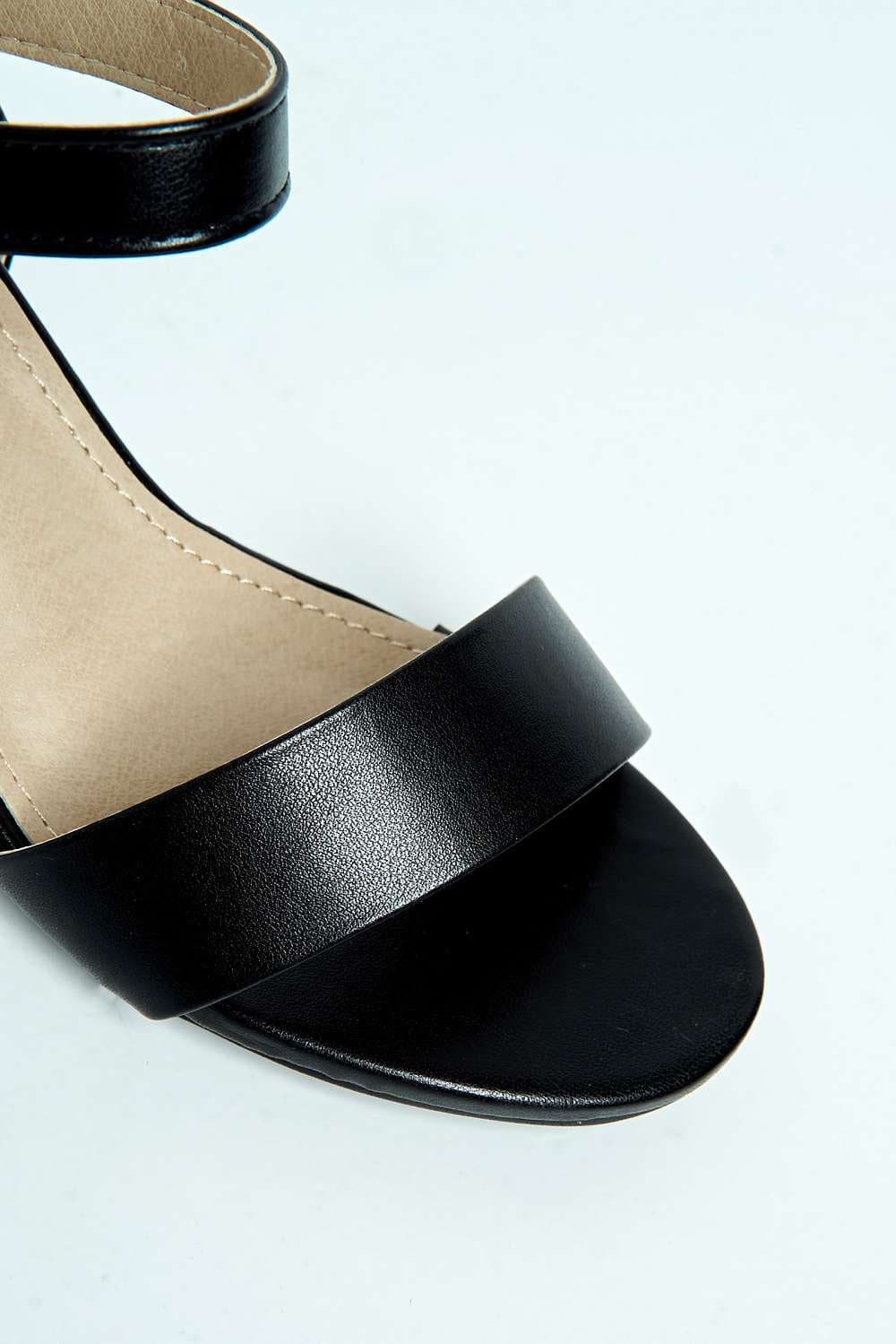 Flori Thick Anklestrap & Band Heeled Sandal in Black Matt - Image 6