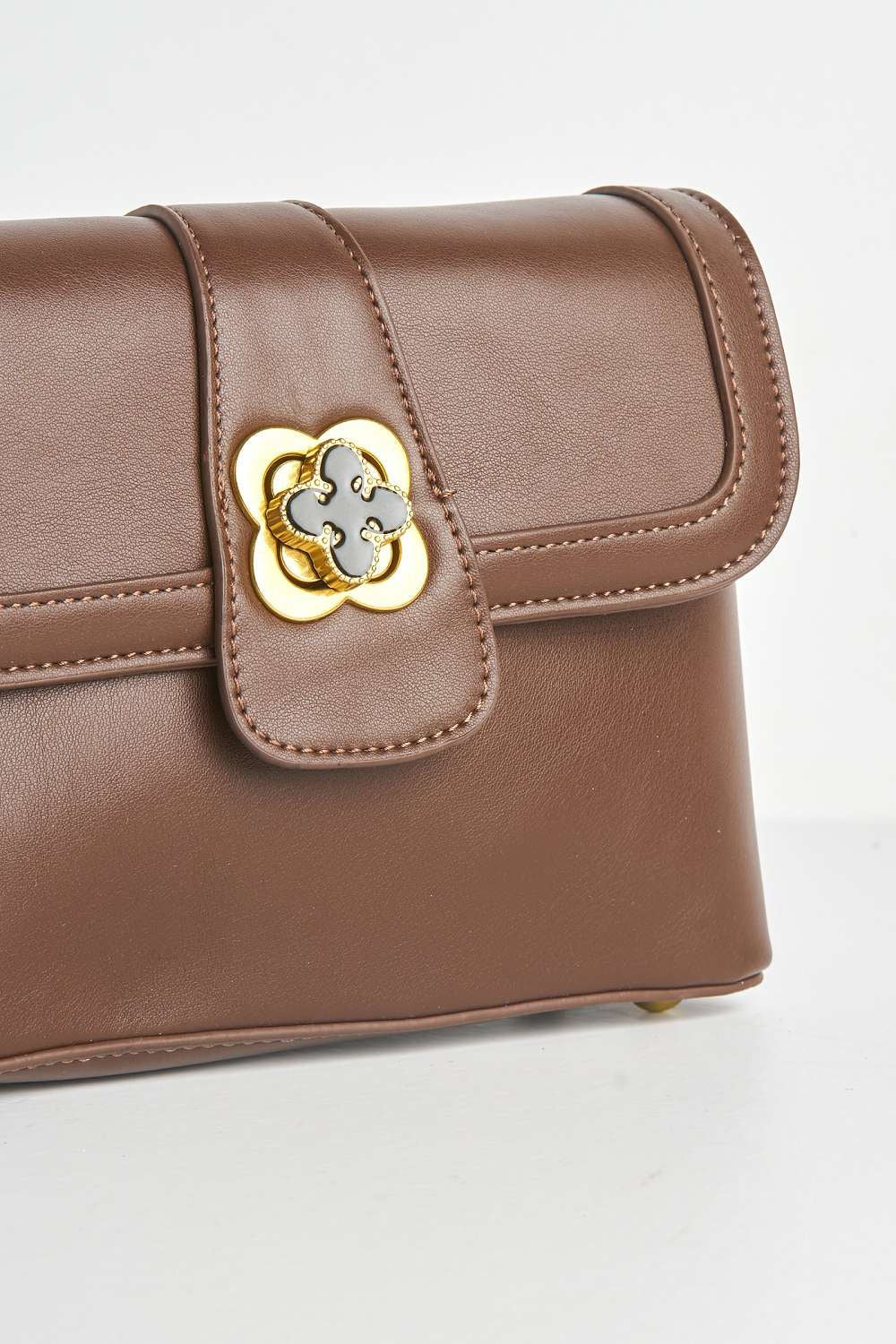 Floro Carlton Collecton Flower Brooch Clasp Bag in Brown - Image 3