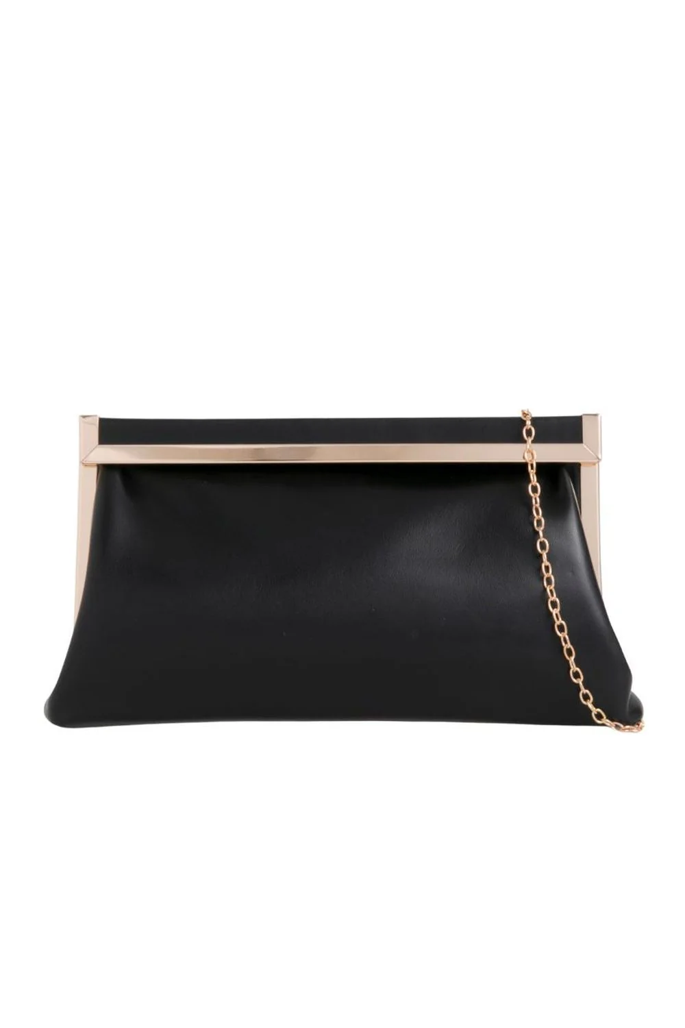 Freda Gold Trim Magnetic Rectangle Pouch Side Bag in Black - Image 2