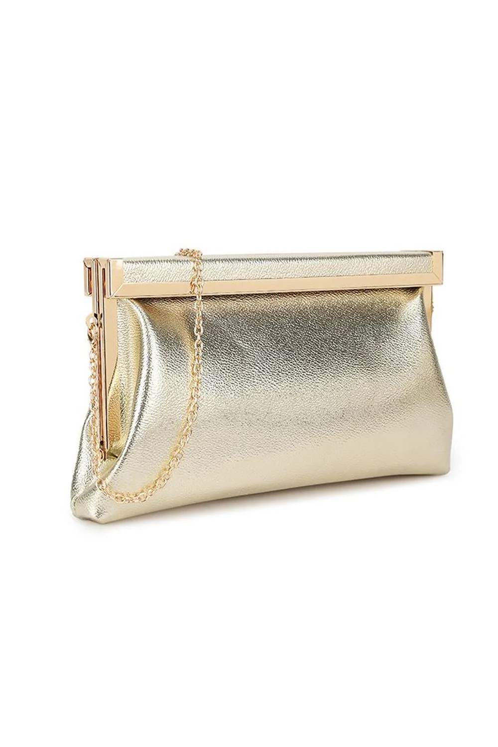 Freda Gold Trim Magnetic Rectangle Pouch Side Bag in Gold - Image 2