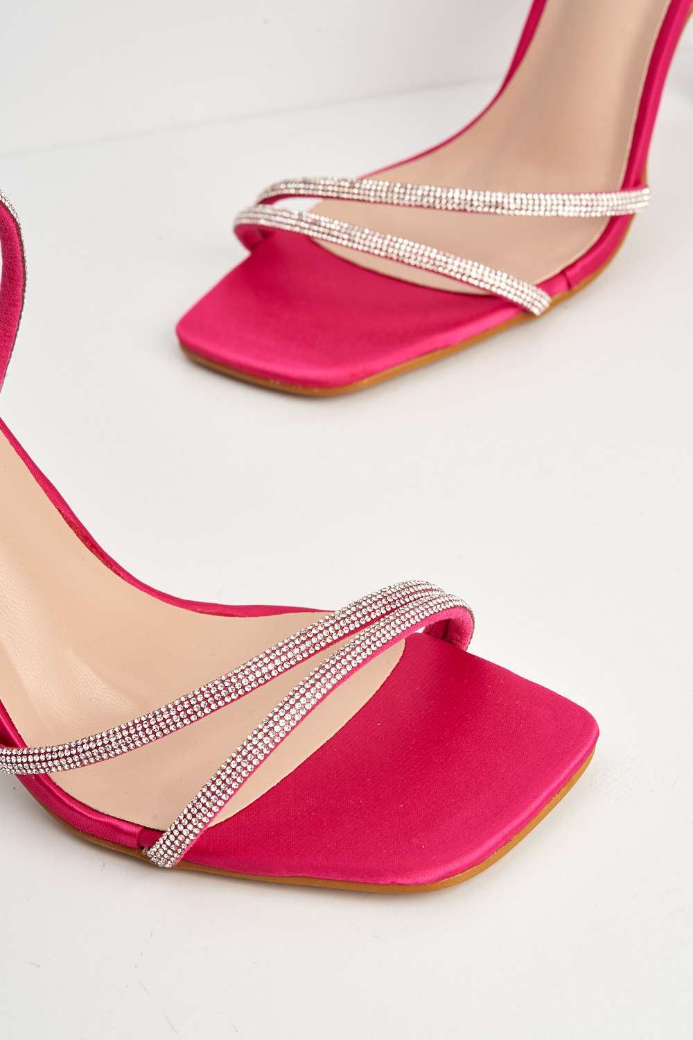 Freena Diamante Embellished Strappy Heeled Sandals in Fuchsia - Image 5