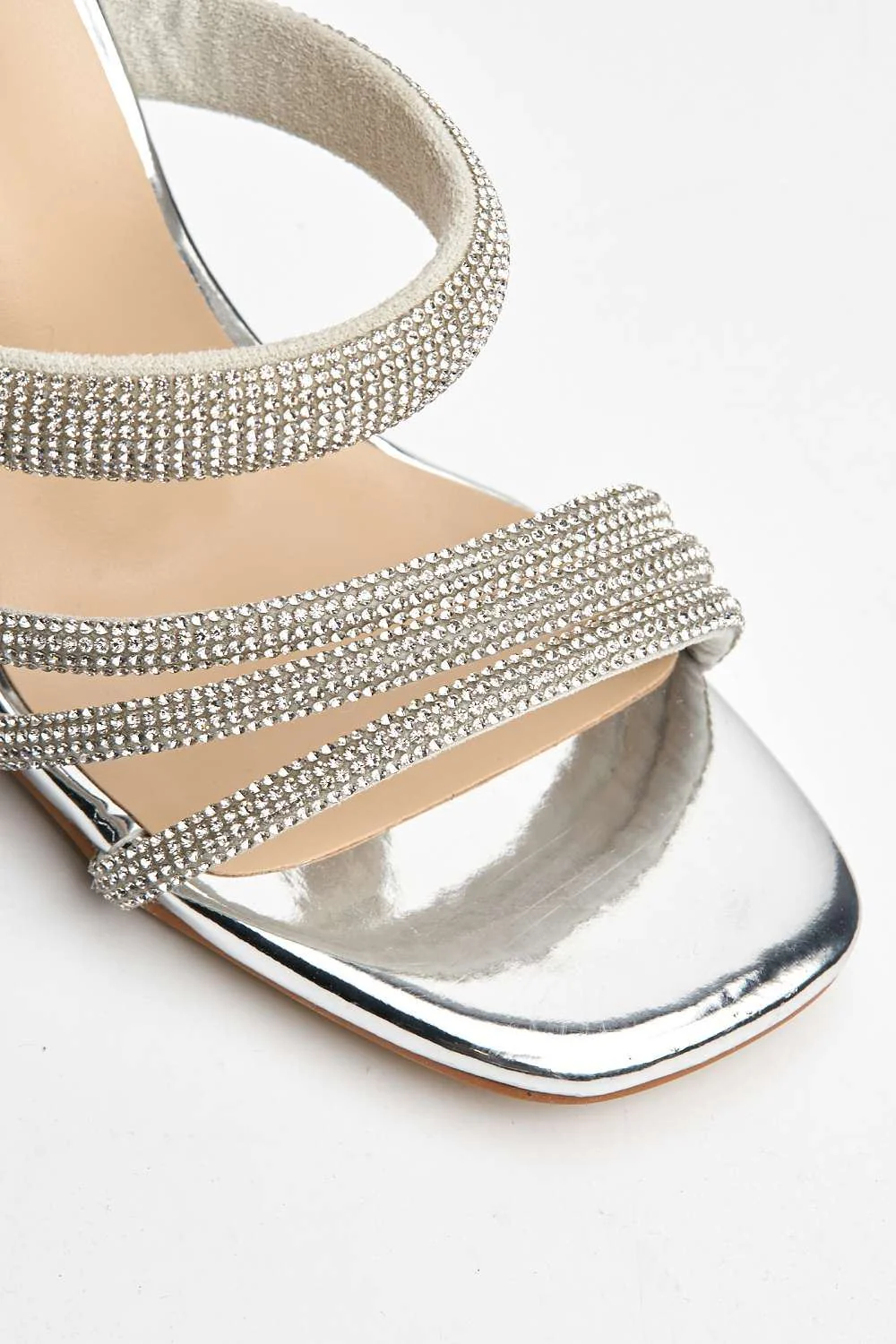 Gabriella Diamante Embellished Heeled Mules in Silver - Image 6