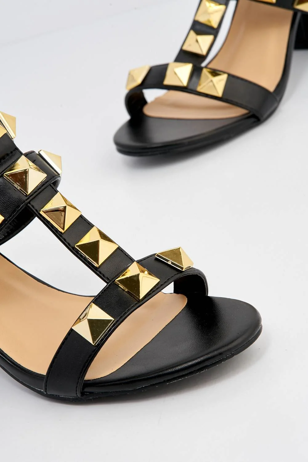 Galia Studded Block Heel Anklestrap Sandal in Black - Image 5