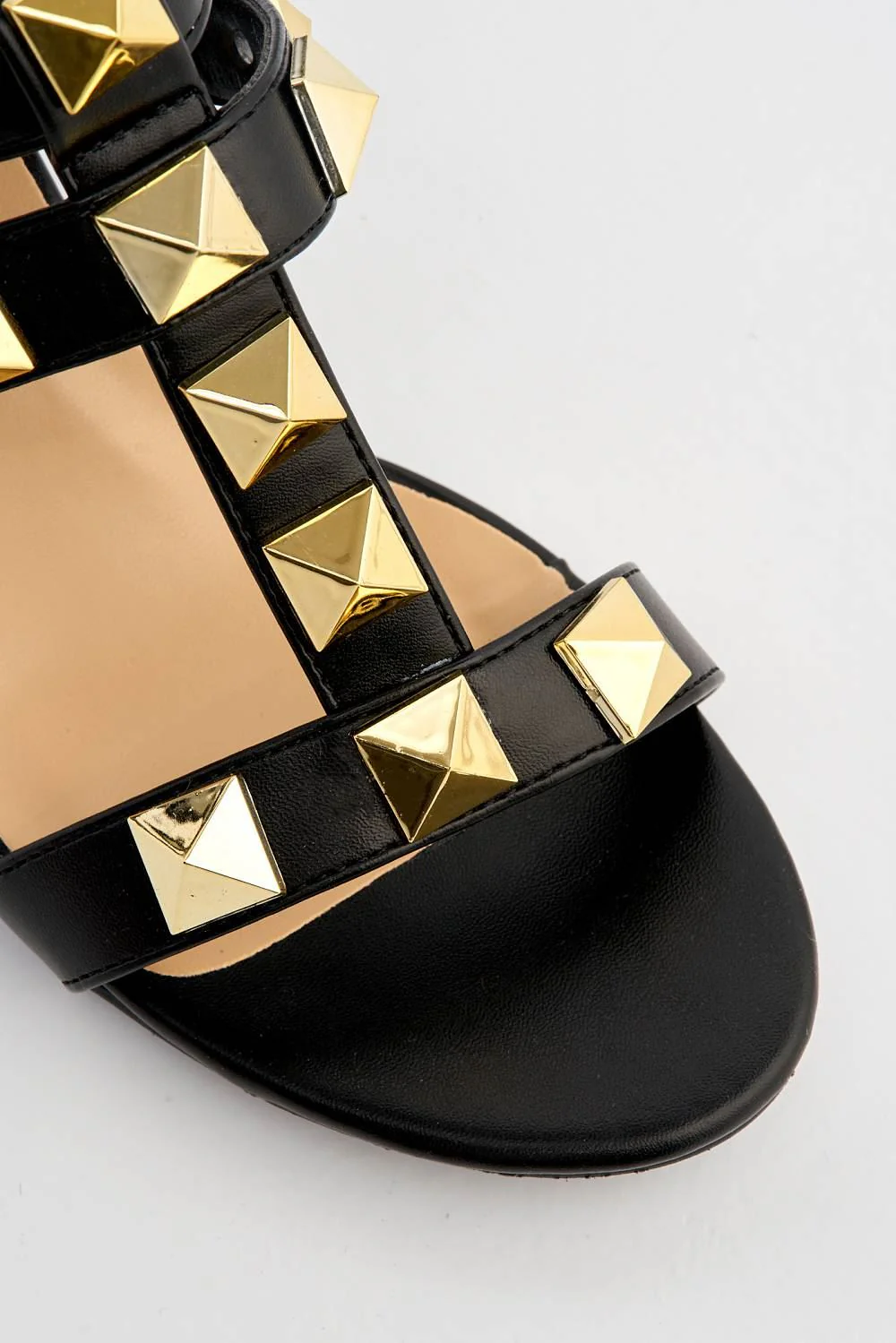 Galia Studded Block Heel Anklestrap Sandal in Black - Image 6