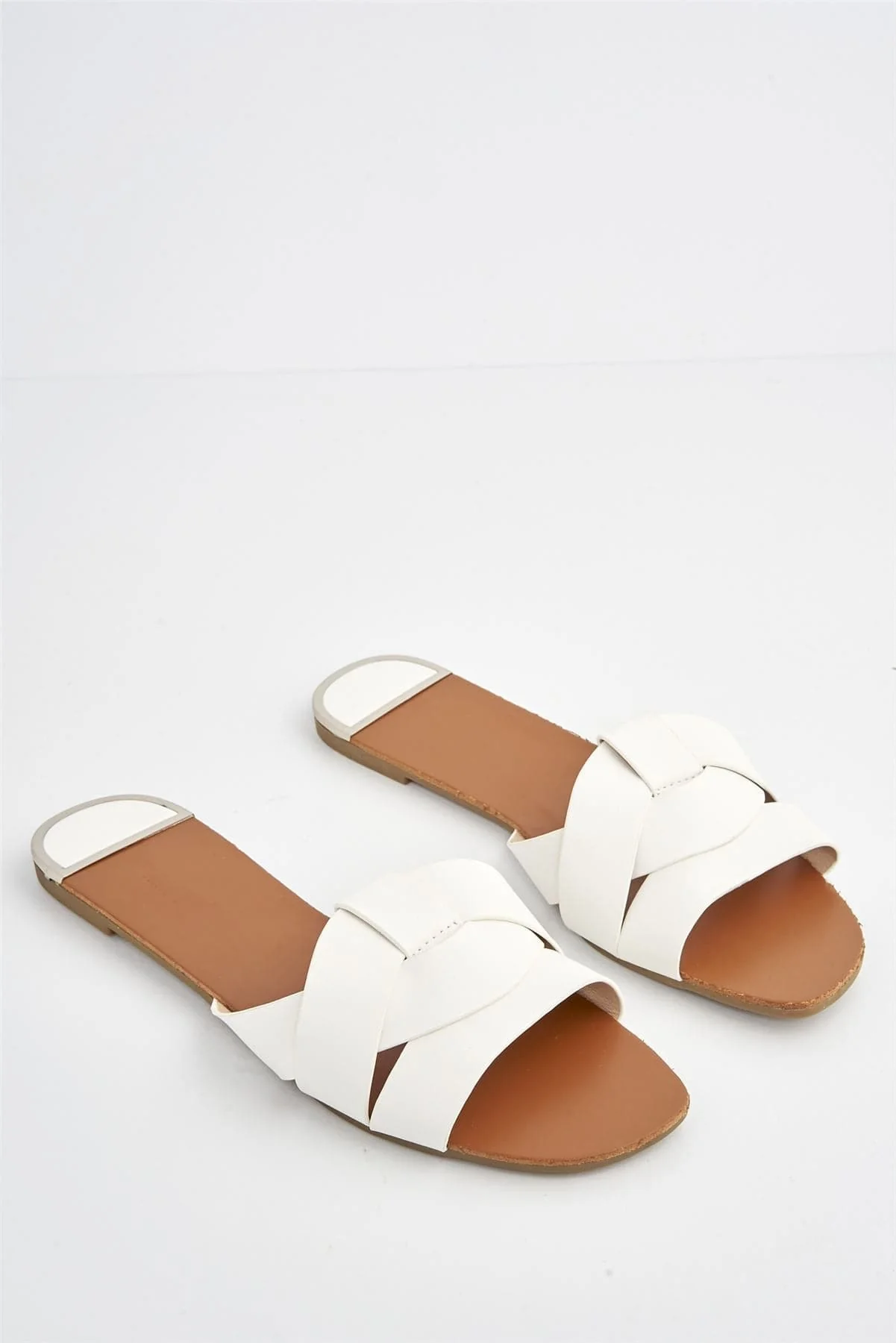 Genesis Faux Leather Flat Sandal in White - Image 4