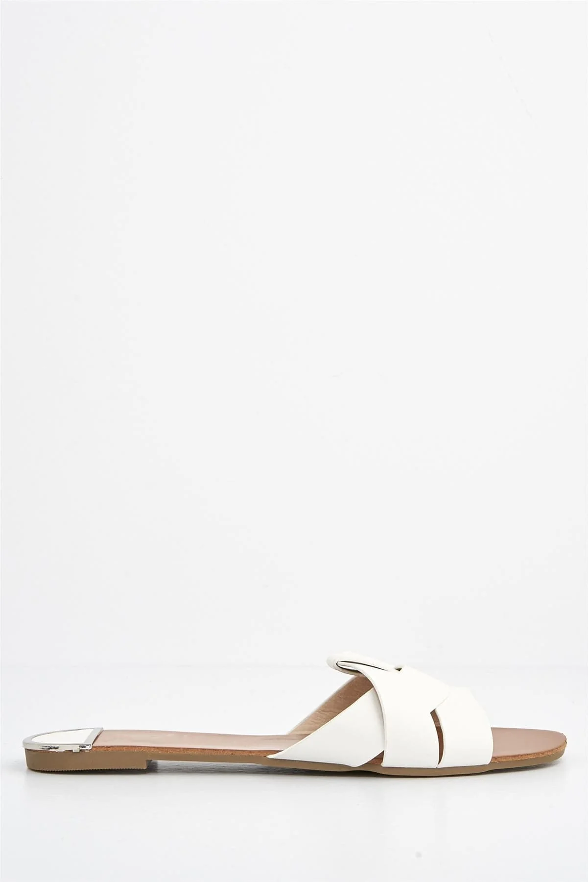 Genesis Faux Leather Flat Sandal in White - Image 5
