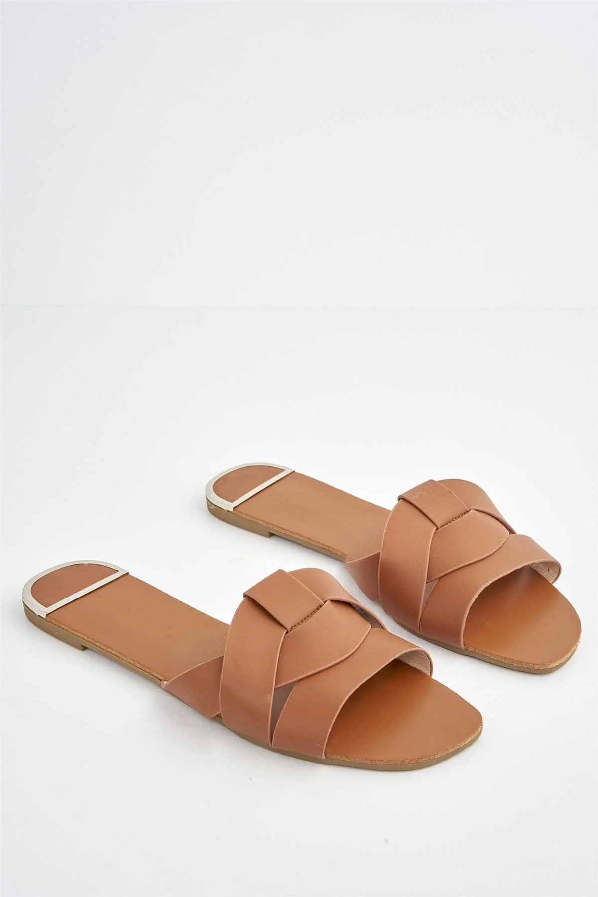 Genesis Flat Faux Leather Sandal in Tan - Image 4