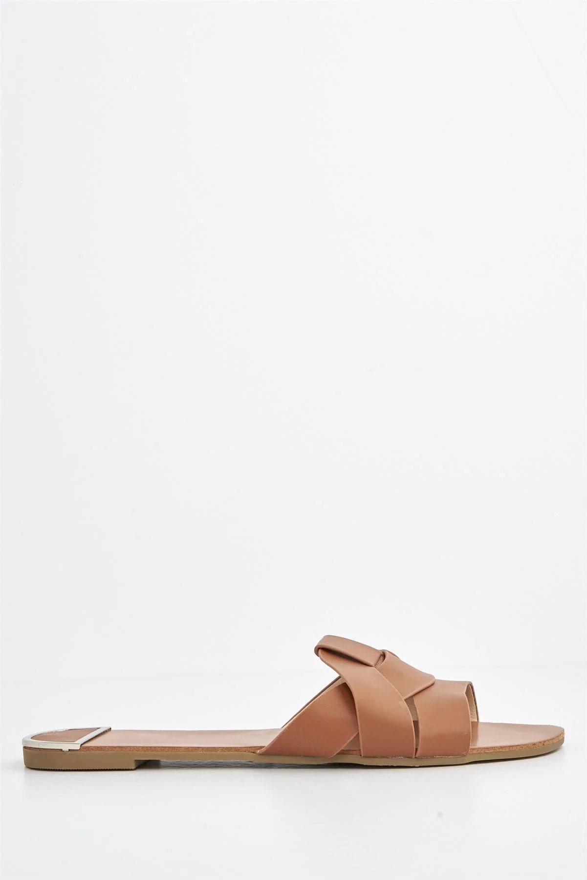Genesis Flat Faux Leather Sandal in Tan - Image 5