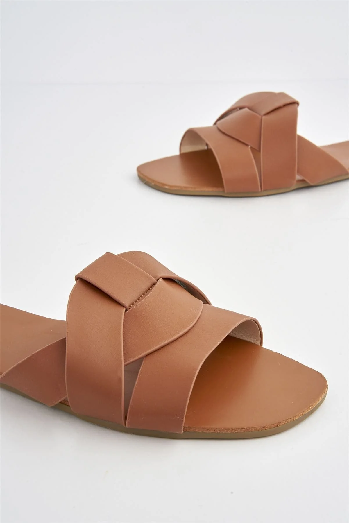 Genesis Flat Faux Leather Sandal in Tan - Image 6