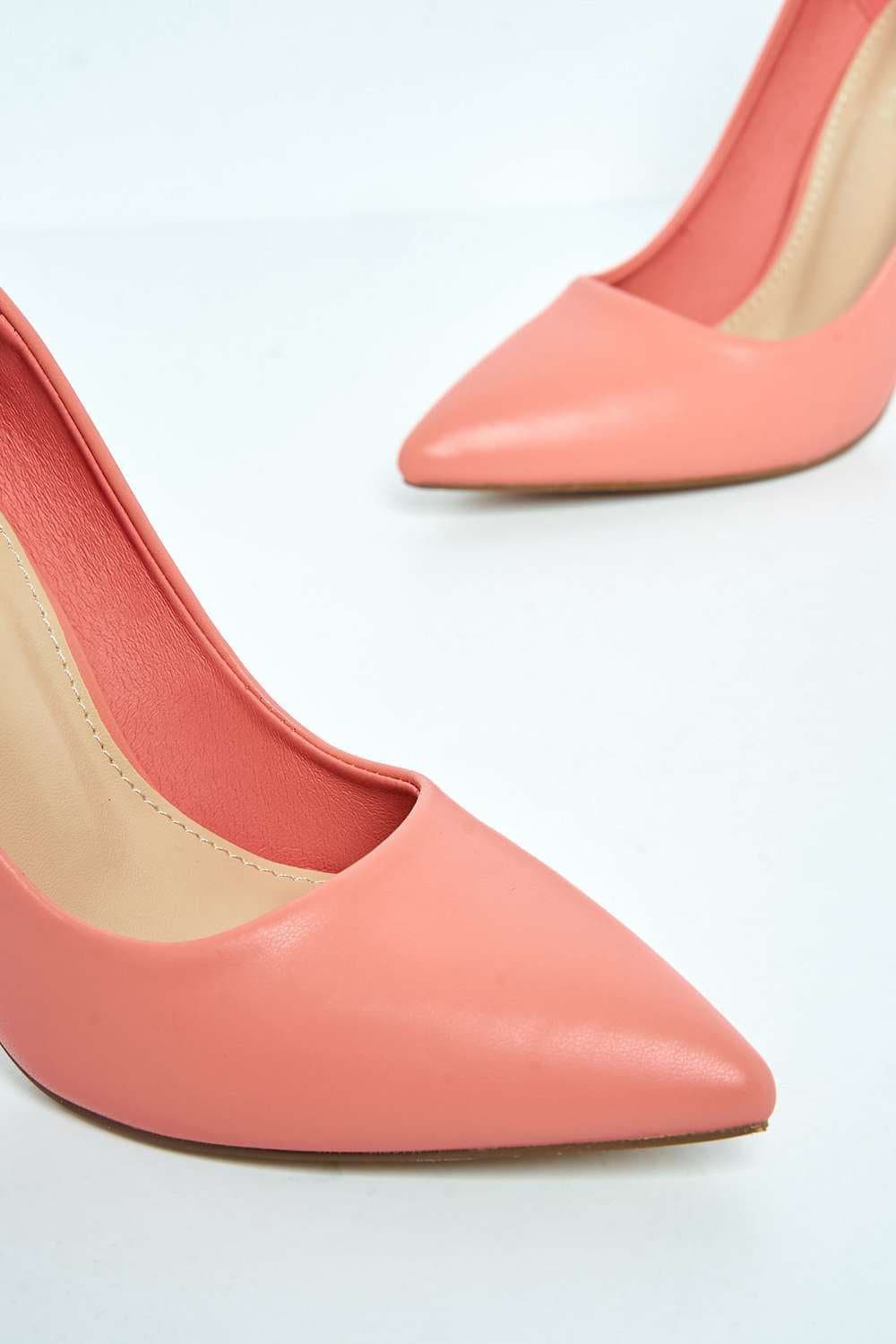 Gina Spool Heel Court Shoes in Pink Matt - Image 5