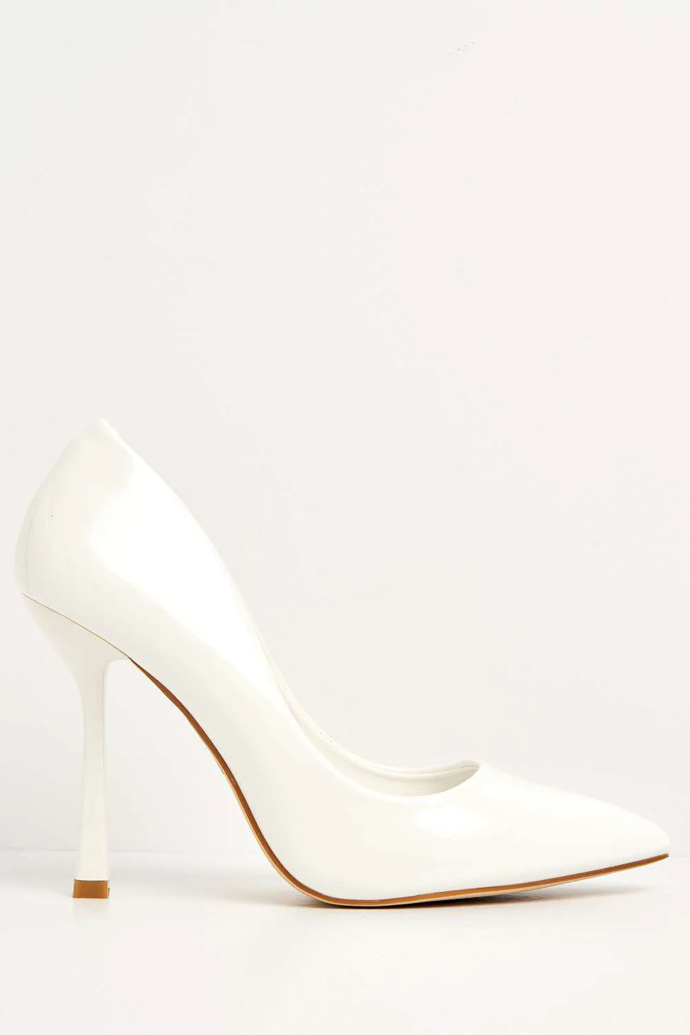 Gina Spool Heel Court Shoes in White Patent - Image 4