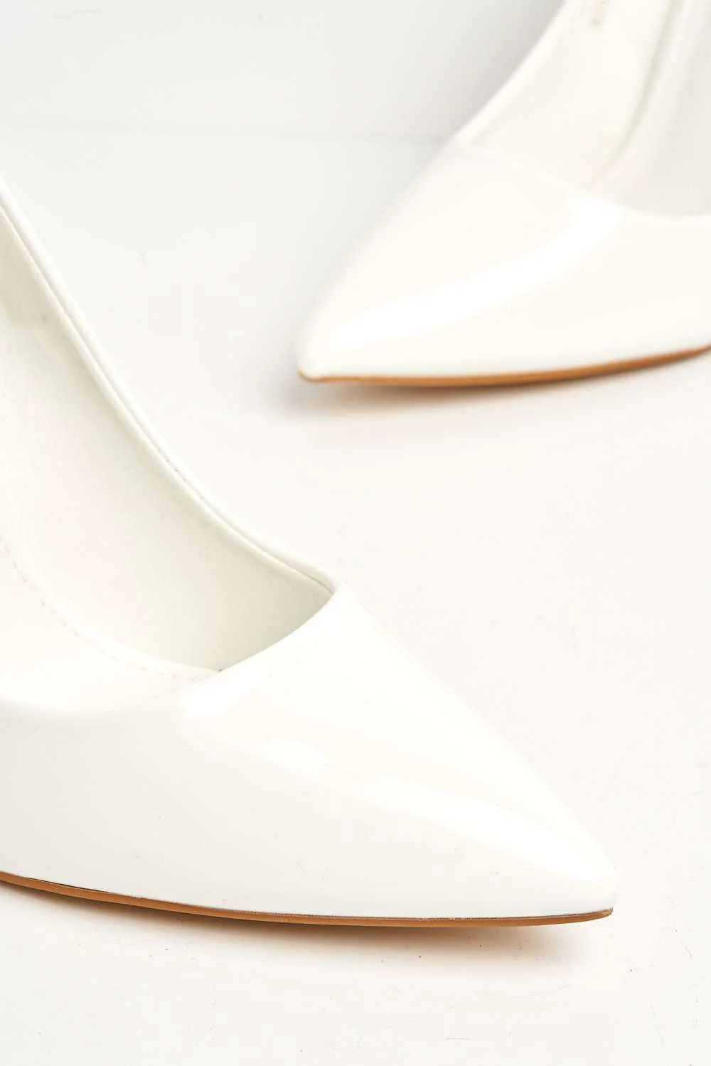 Gina Spool Heel Court Shoes in White Patent - Image 5