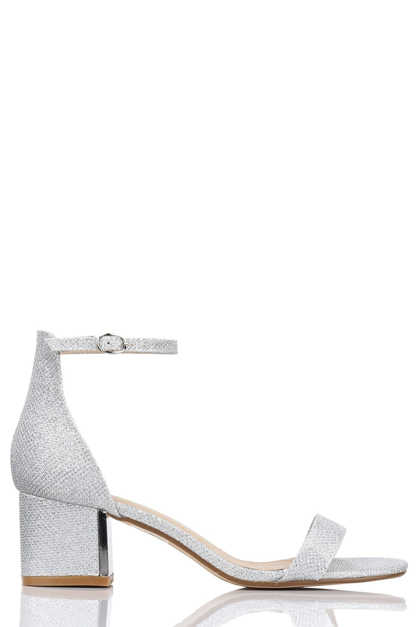 Elodie Gold Trim Anklestrap Sandal In Silver Shimmer - Image 4