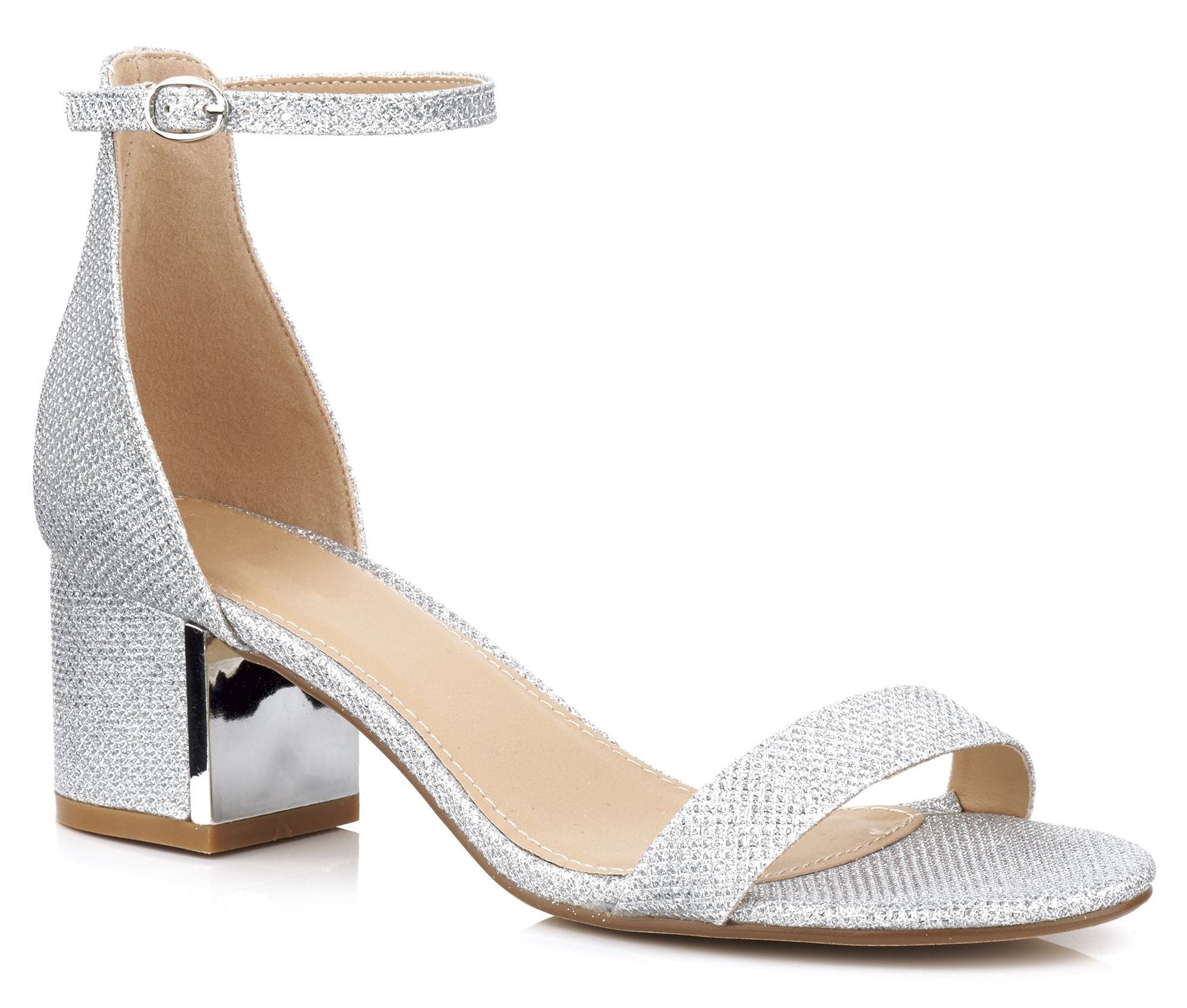 Elodie Gold Trim Anklestrap Sandal In Silver Shimmer - Image 5