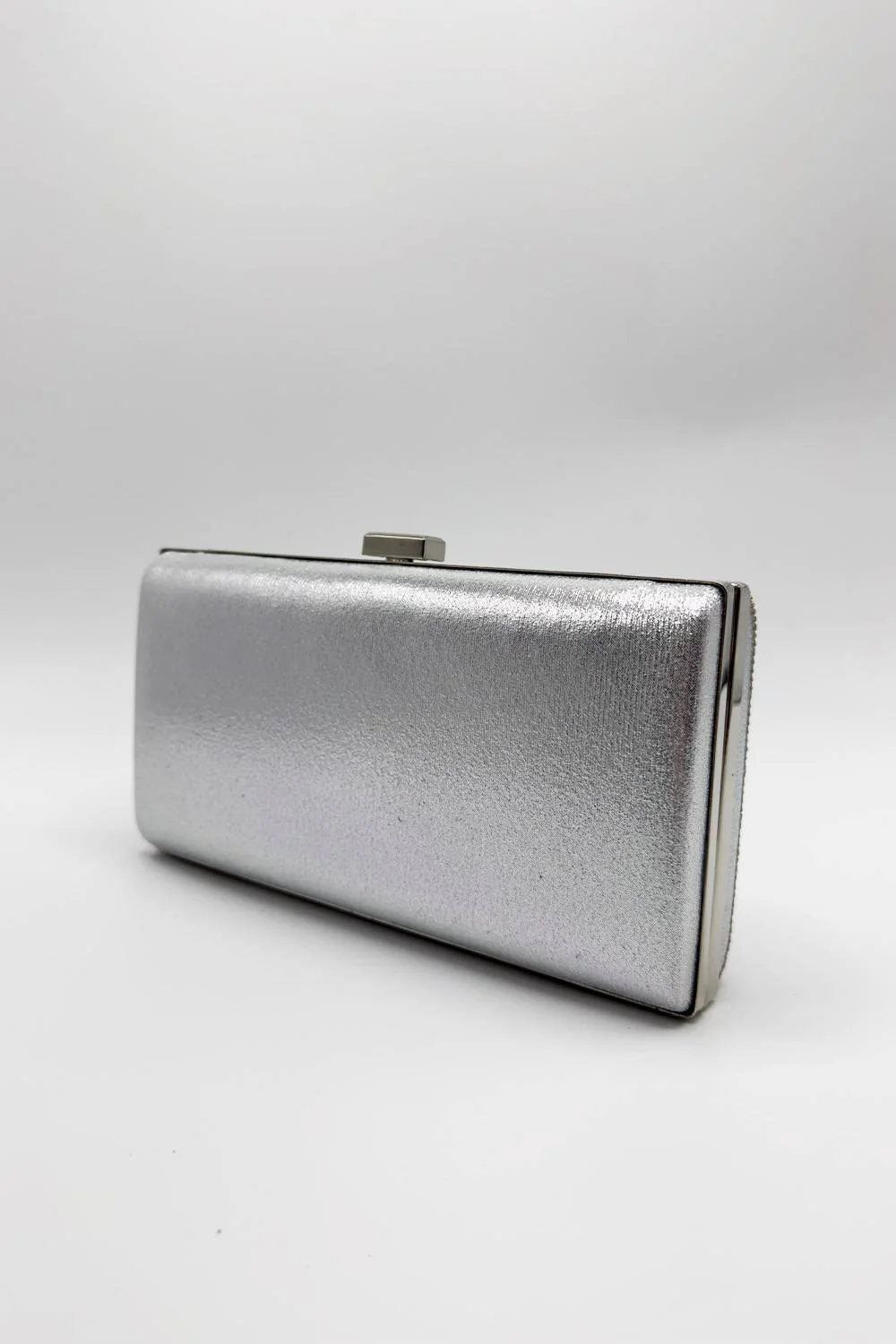 Goya Diamante Embellished Rectangle Clutch Bag in Silver - Image 5